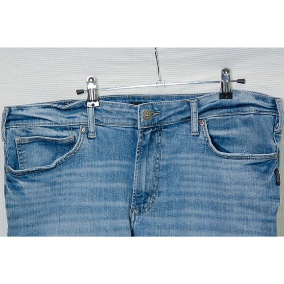 Silver Jeans Mens 36x30 Blue Eddie Tapered Pants Actual 36x29 Western Distressed - Picture 9 of 14